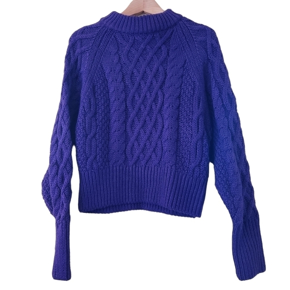 NWT H&M purple long-sleeve cable knit wool  sweater top jumper - Picture 4 of 15